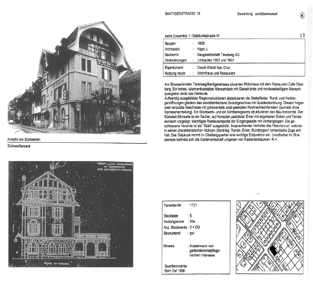 Historisches Foto der Brasserie Obstberg