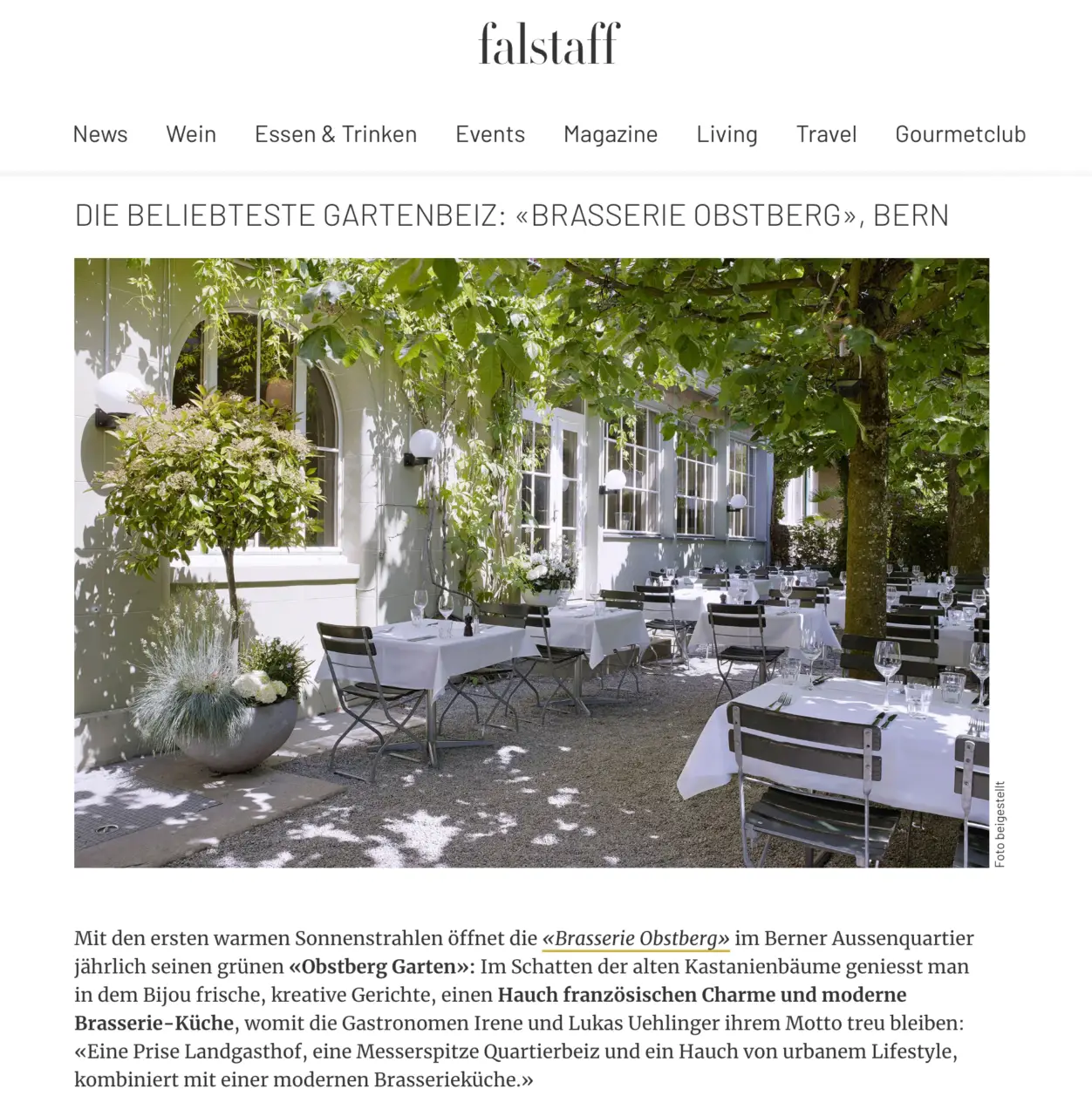 Brasserie Obstberg ist die beliebteste Gartenbeiz der Schweiz!