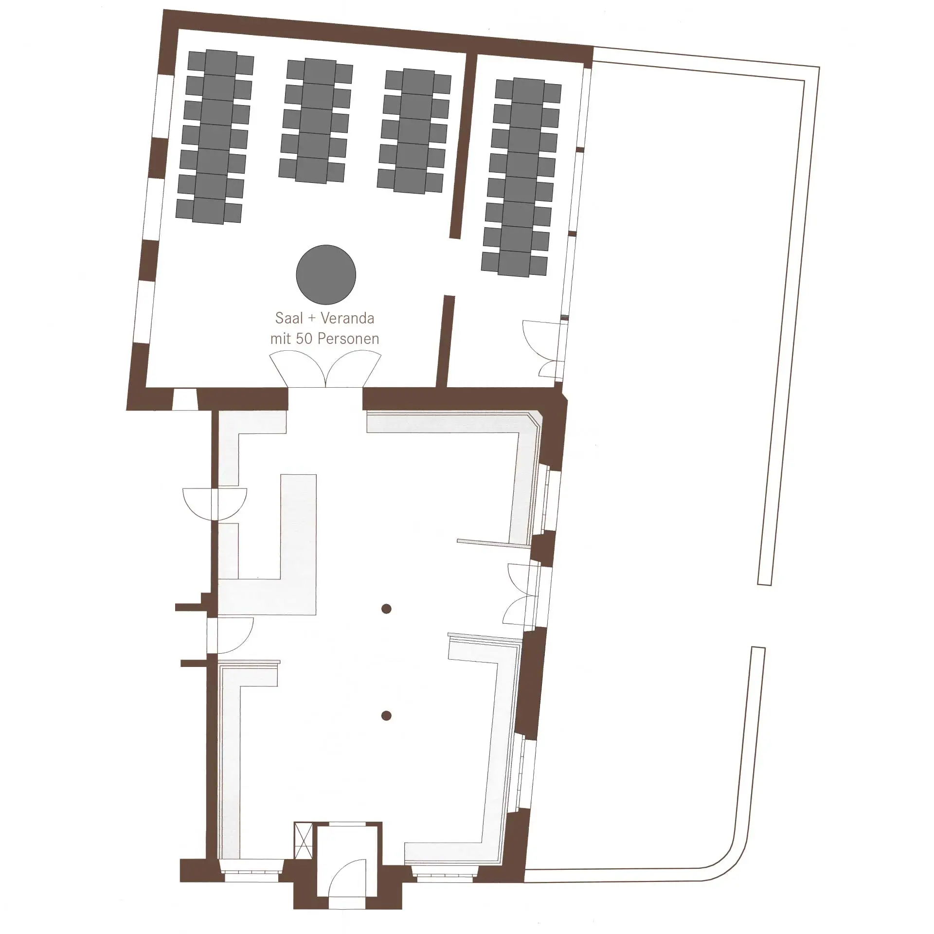 Bankett Saal und Veranda